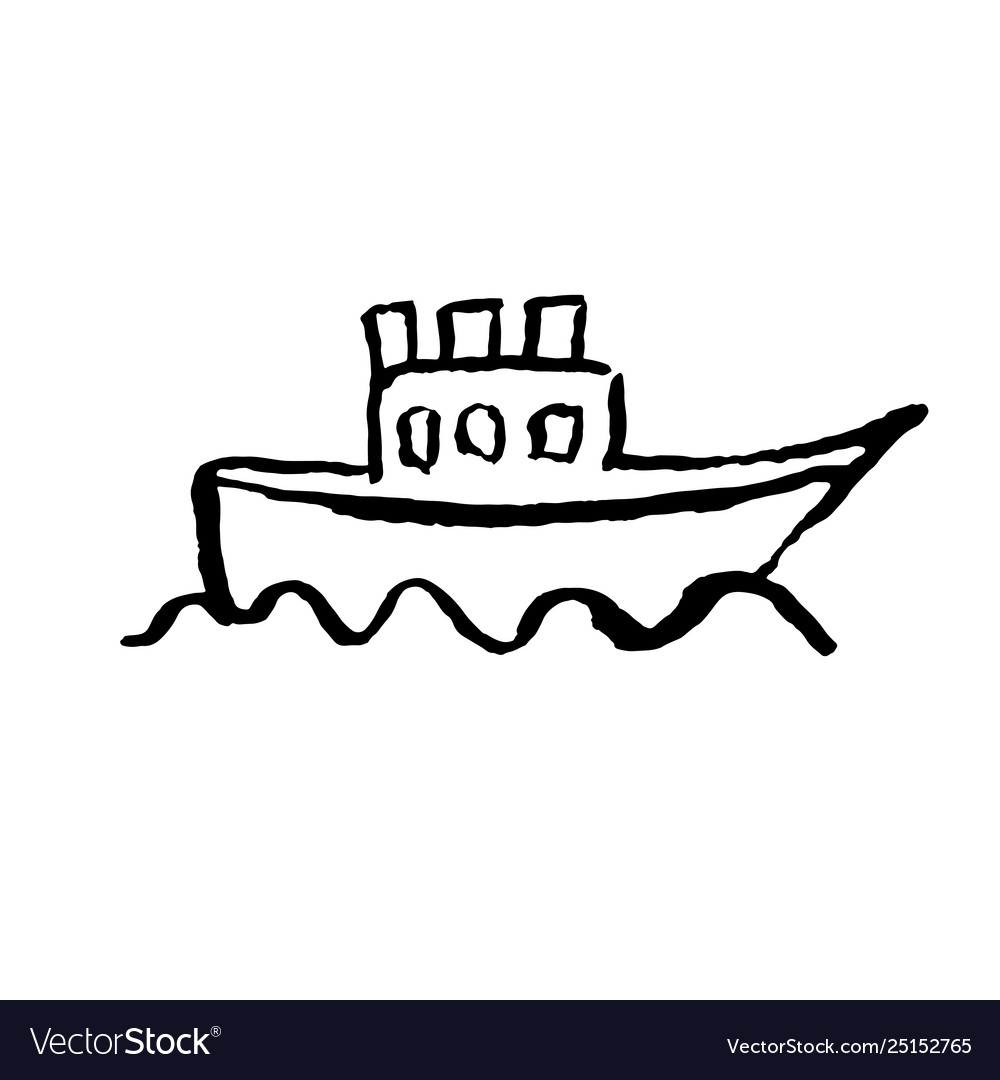 Boat grunge icon hand drawn