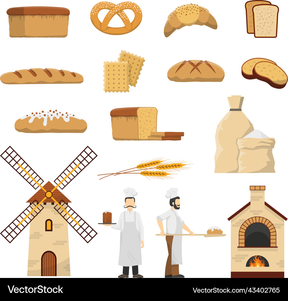 Bread bakery set Royalty Free Vector Image - VectorStock