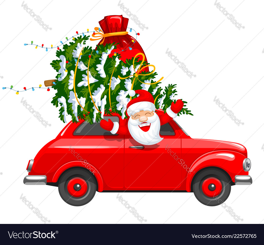 Christmas character santa in the car