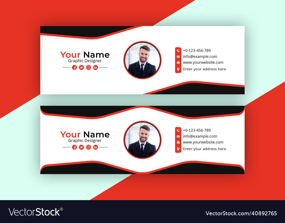 Corporate email signature template simple design Vector Image