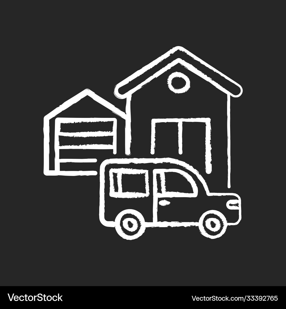 Garage building chalk white icon on black Vector Image