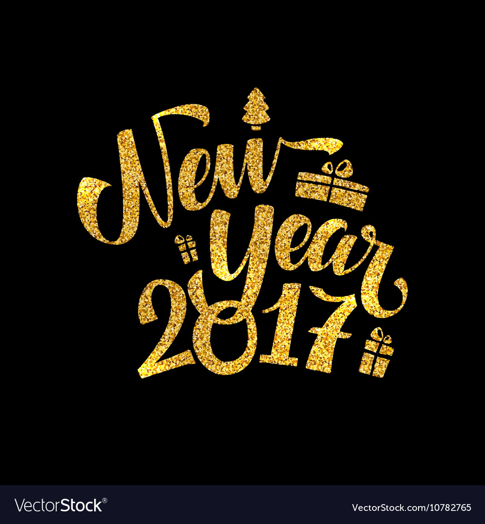 Gold happy new year card golden shiny glitter Vector Image