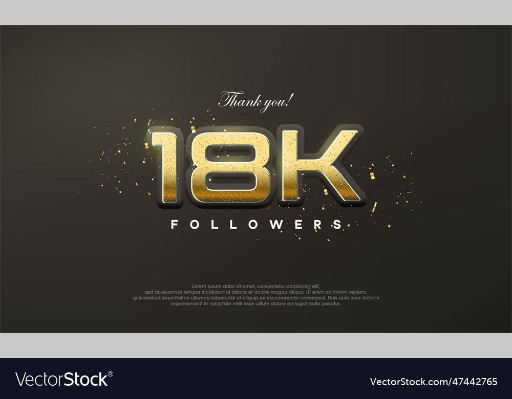 Golden metallic thank you 18k luxurious followers Vector Image