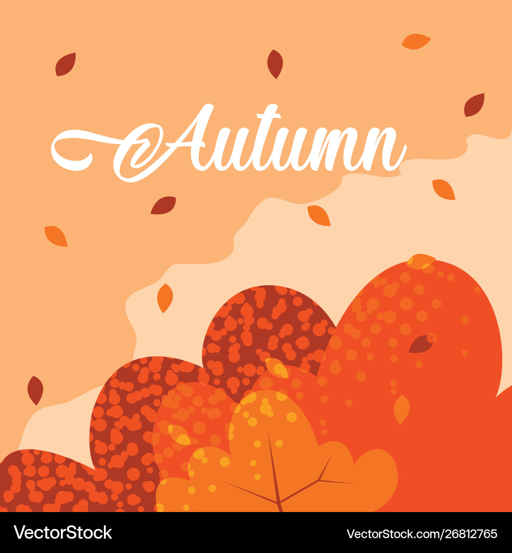 Hello autumn poster with leafs pattern Royalty Free Vector