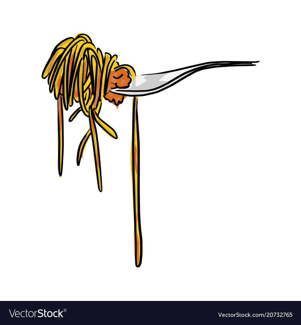 Italian pasta roll on the fork Royalty Free Vector Image