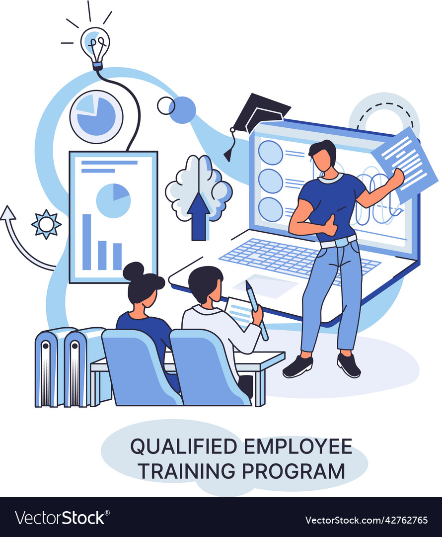 Qualified employee training program refresher Vector Image