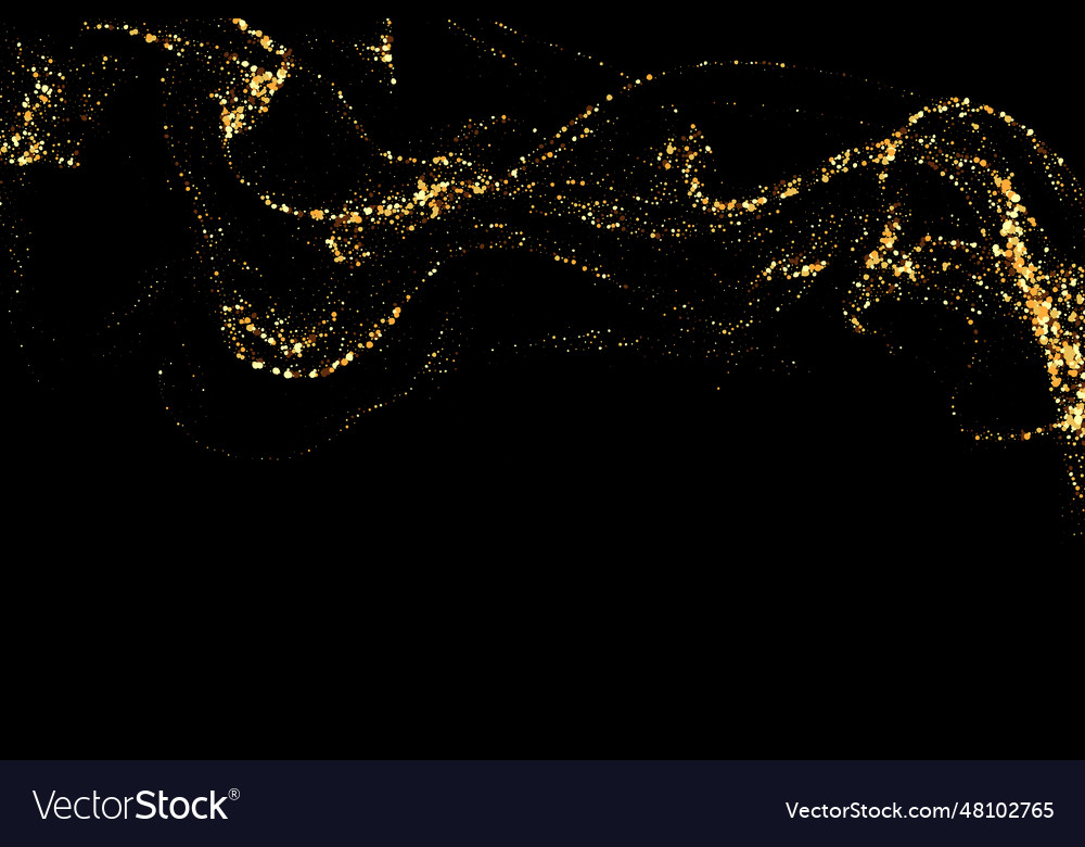 Wavy Shiny Golden Wave Design Element On Black Vector Image