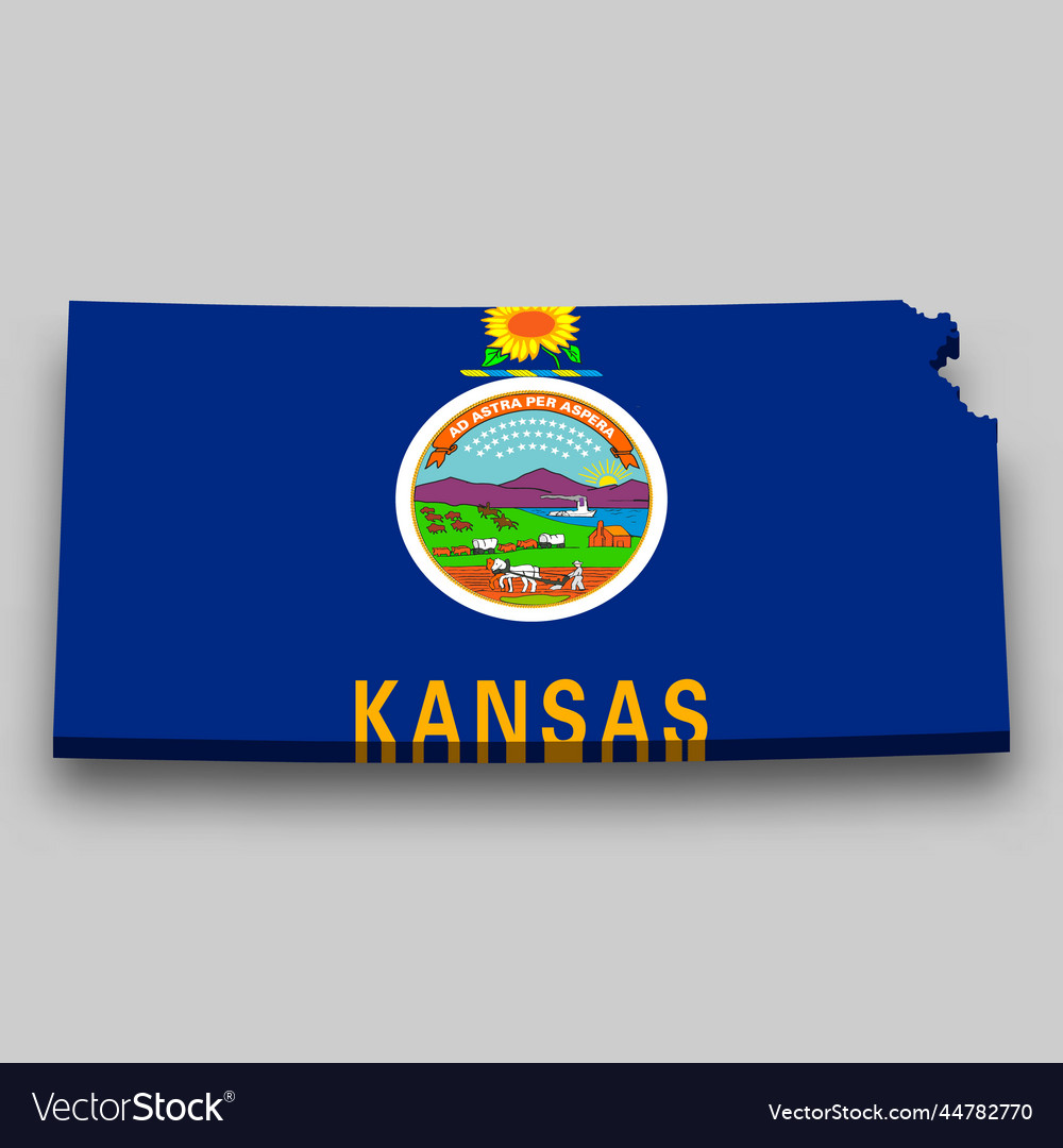 3d isometric map of kansas is a state united Vector Image