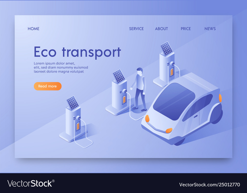 Is written eco transport isometric flat banner vector image Is written eco transport isometric flat banner