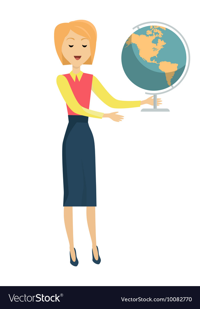 Download School Teacher with Earth Globe Royalty Free Vector Image