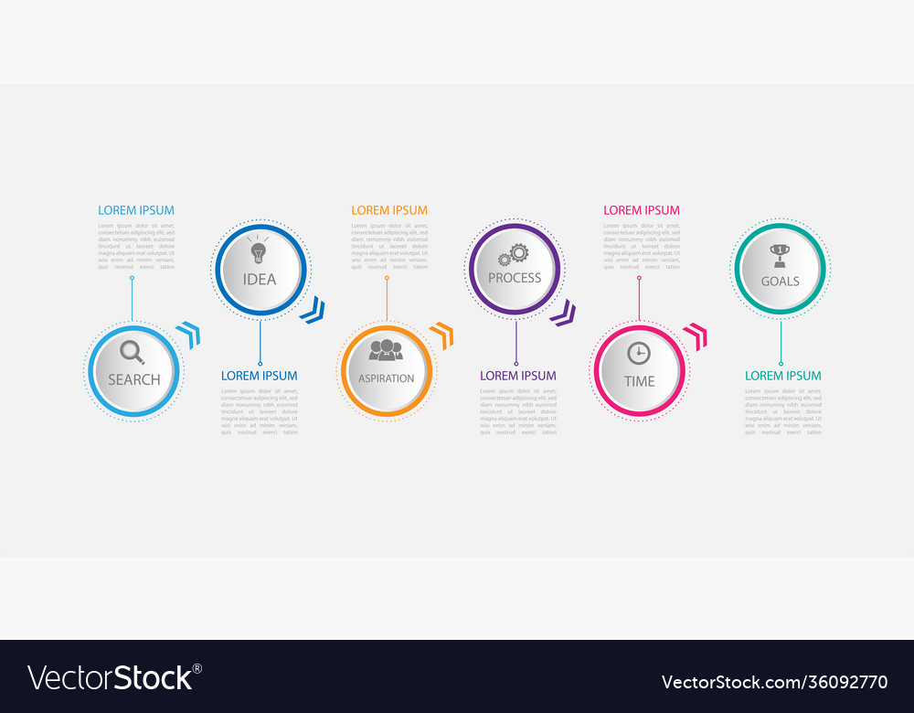 Six steps infographics with main option business Vector Image