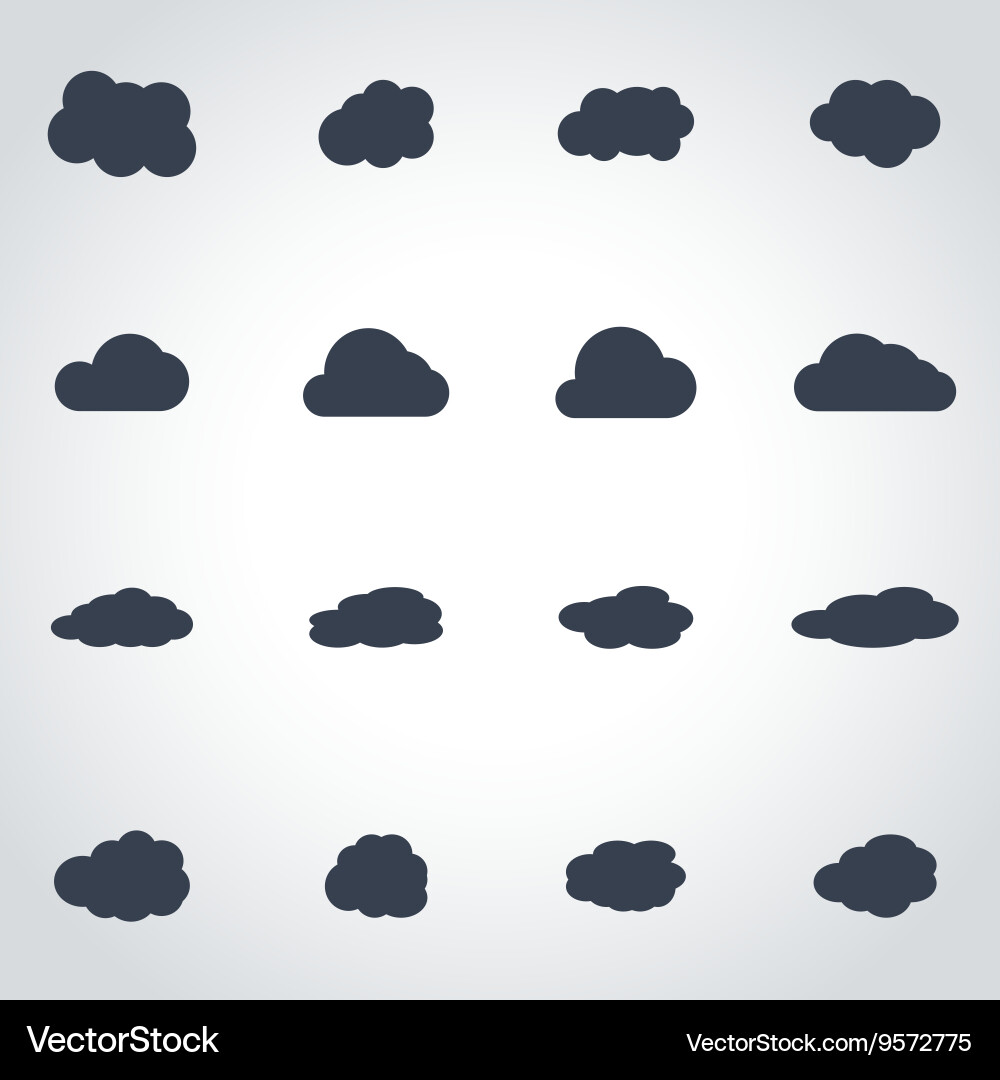 Black cloud icon set Royalty Free Vector Image