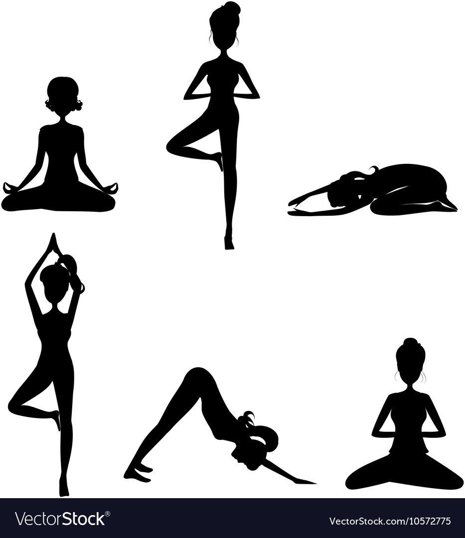 Women Cartoon Yoga Pose Vector Download