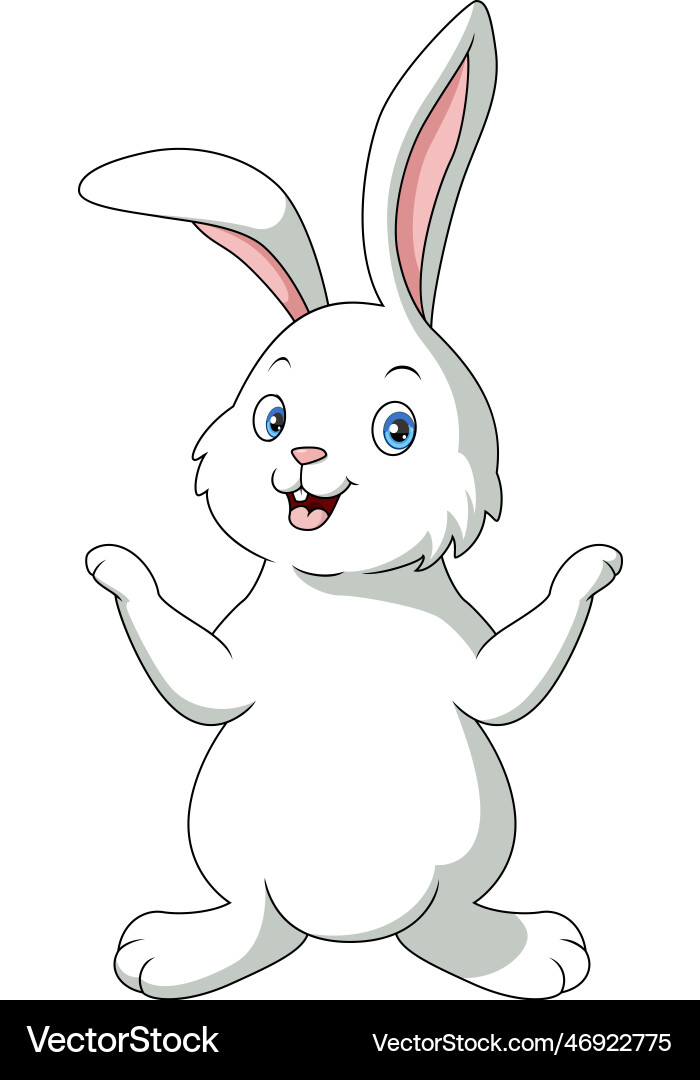 Cute white bunny cartoon on background Royalty Free Vector