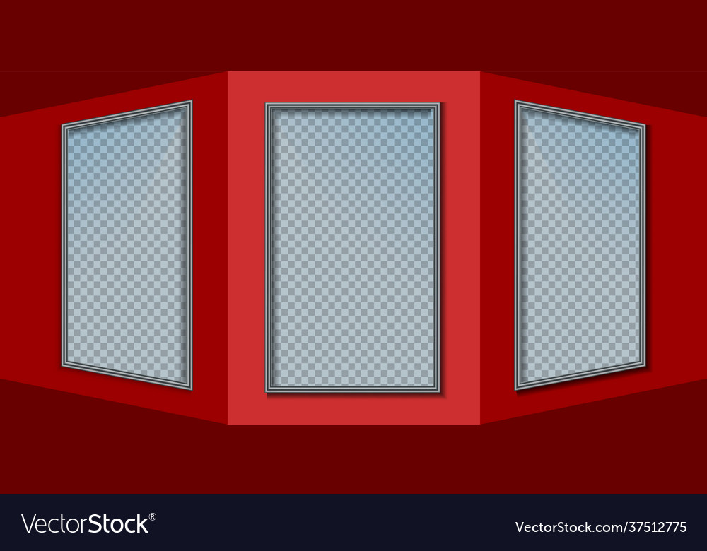 Frames on a red wall window realistic