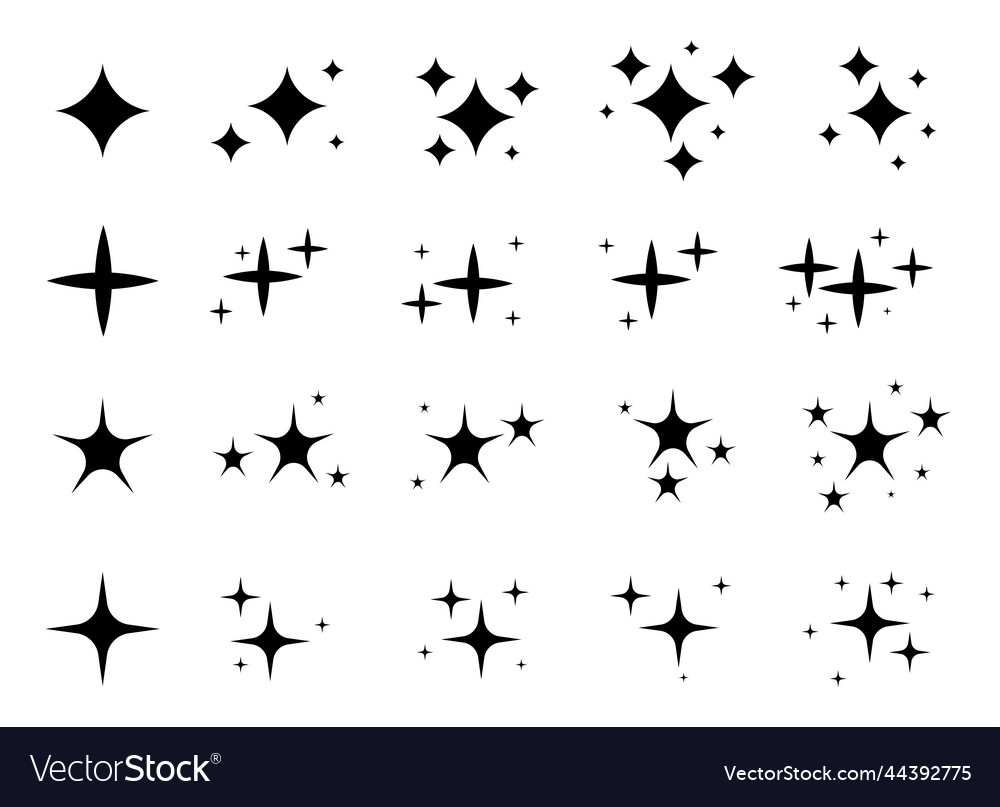 Sparkle star shiny twinkle glare glow light flash Vector Image