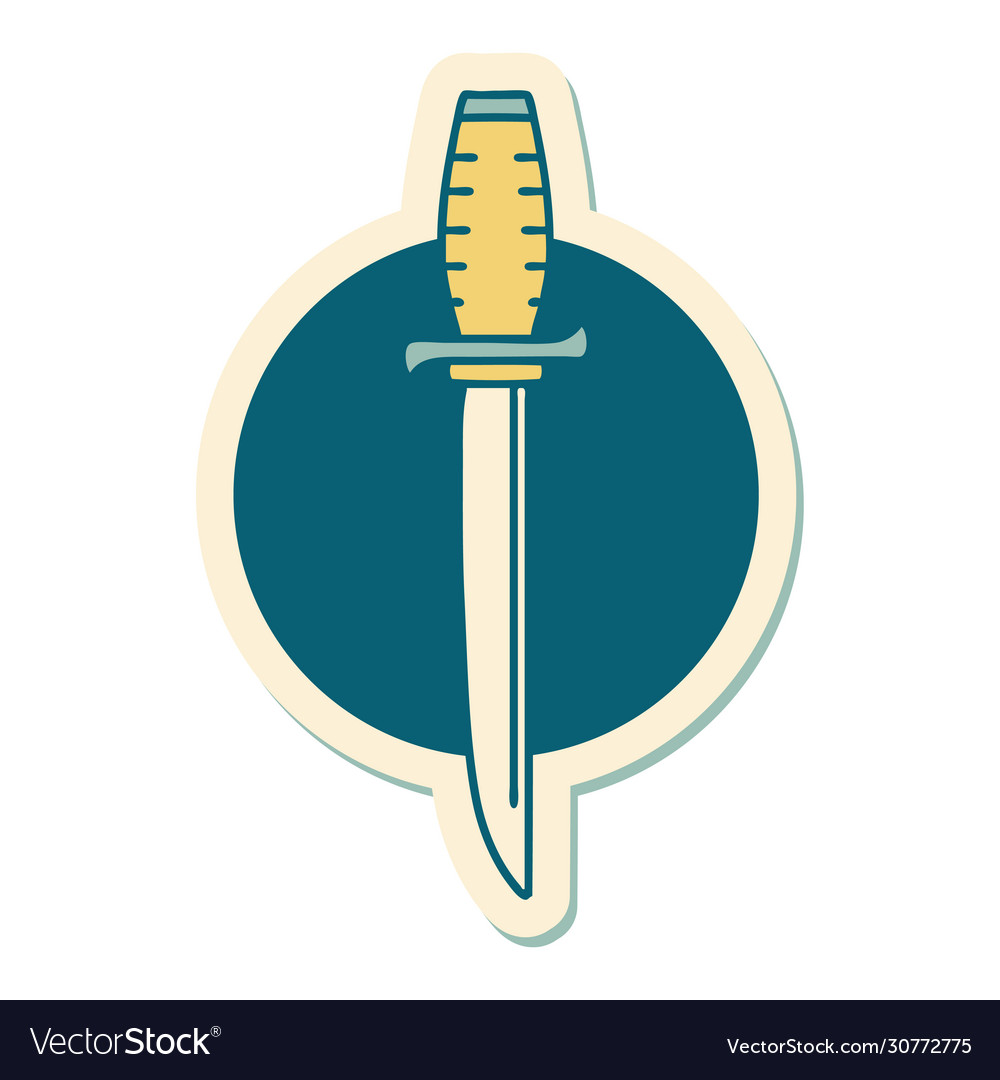 Tattoo style sticker a dagger Royalty Free Vector Image