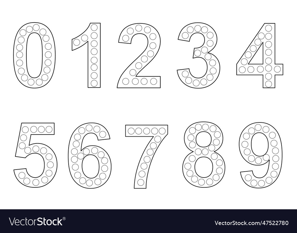 Dot a number 1 to 10 worksheet for kids Royalty Free Vector