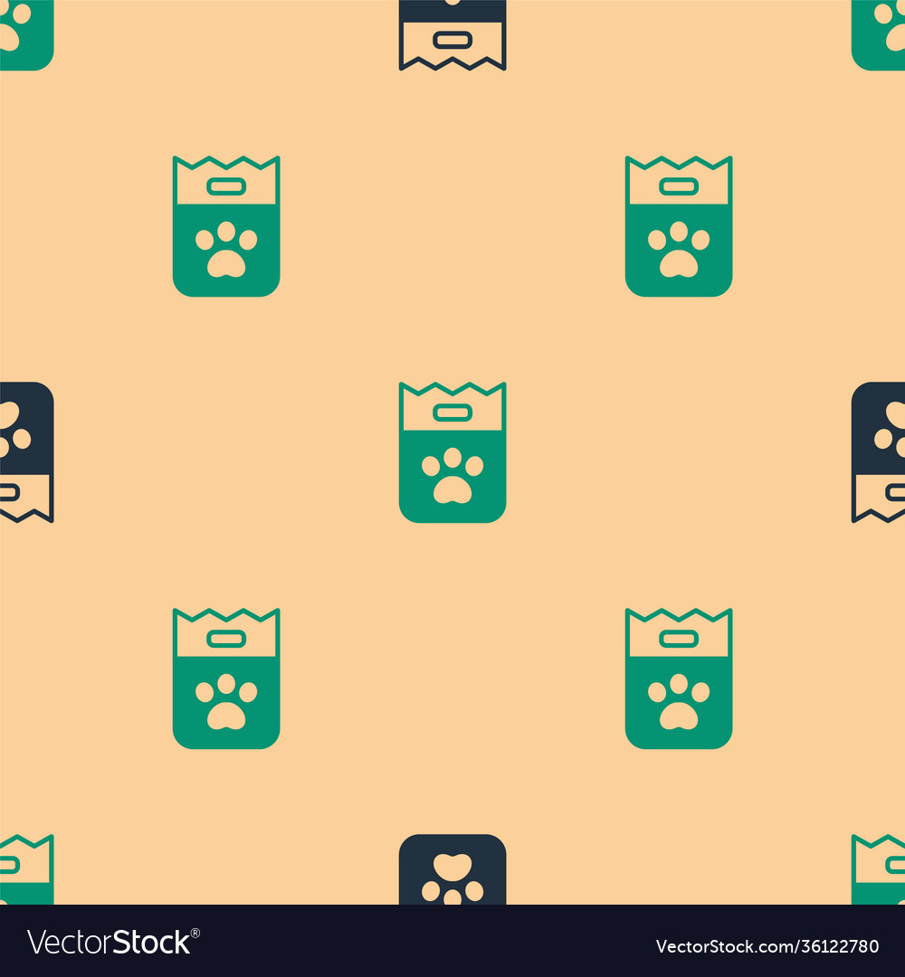 Green and black bag food for dog icon isolated