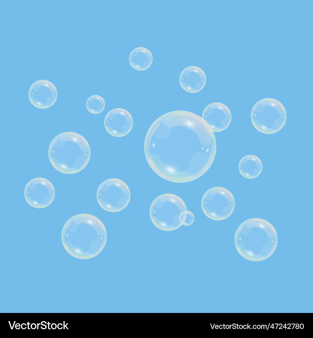 Soap bubble set white Royalty Free Vector Image