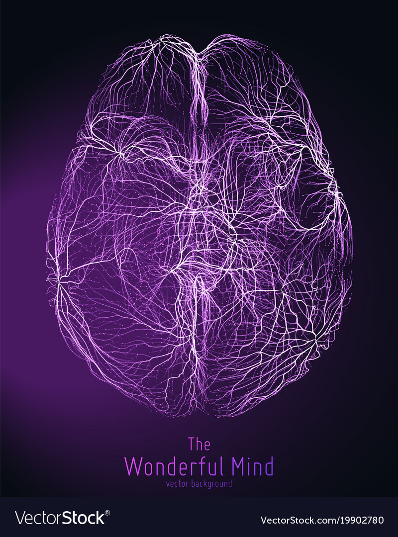 Violet 3d brain top Royalty Free Vector Image VectorStock