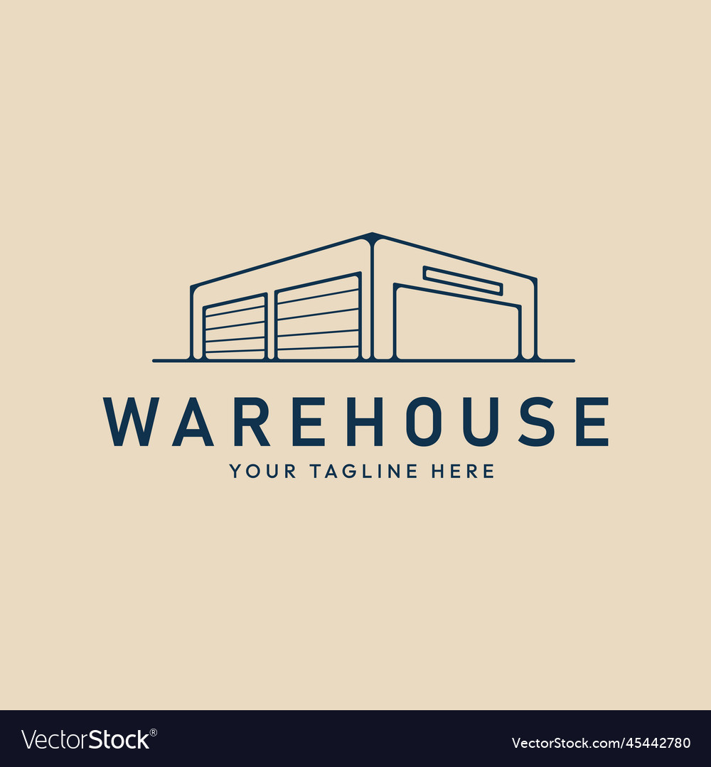 Warehouse line art logo minimalist Royalty Free Vector Image