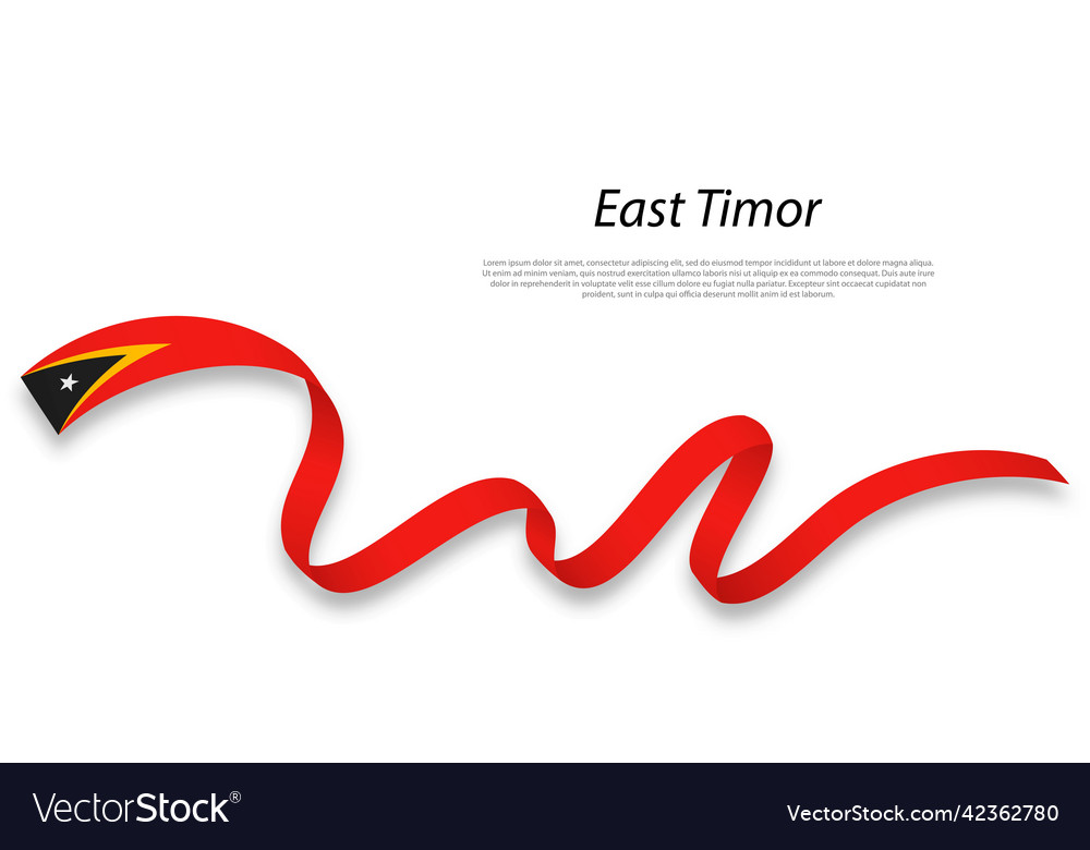 Waving ribbon or banner with flag of east timor