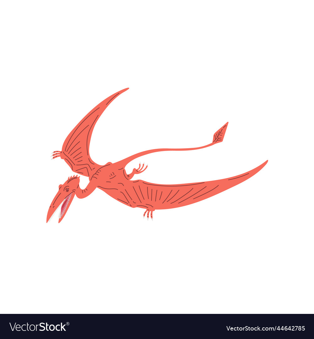 Colorful pterodactyl flat style Royalty Free Vector Image