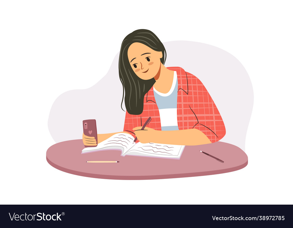 Student girl with notebook studying young woman Vector Image