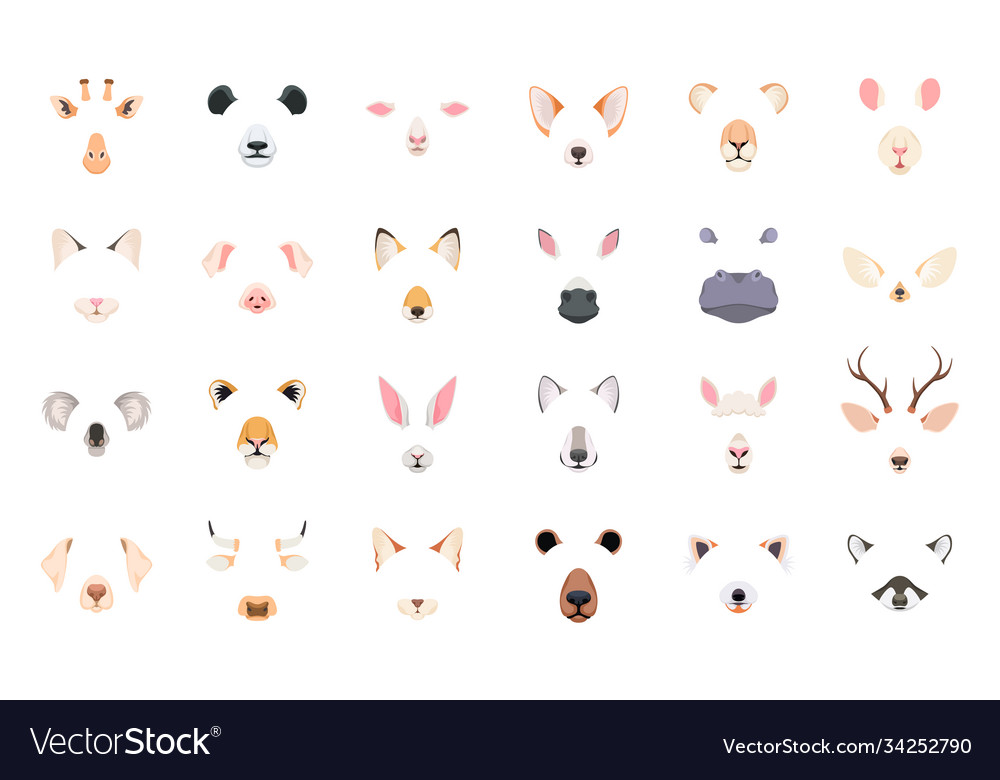 Animal face for video chat cute and Royalty Free Vector