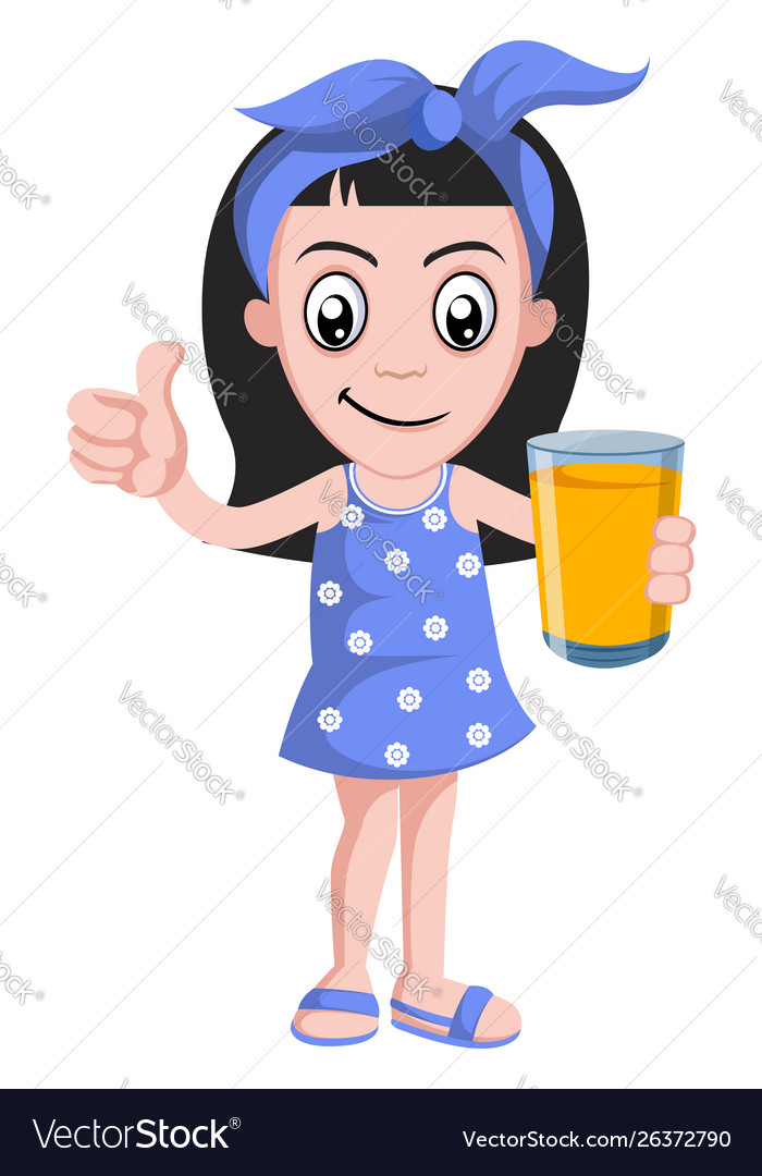 Girl With Orange Juice On White Background Vector Image