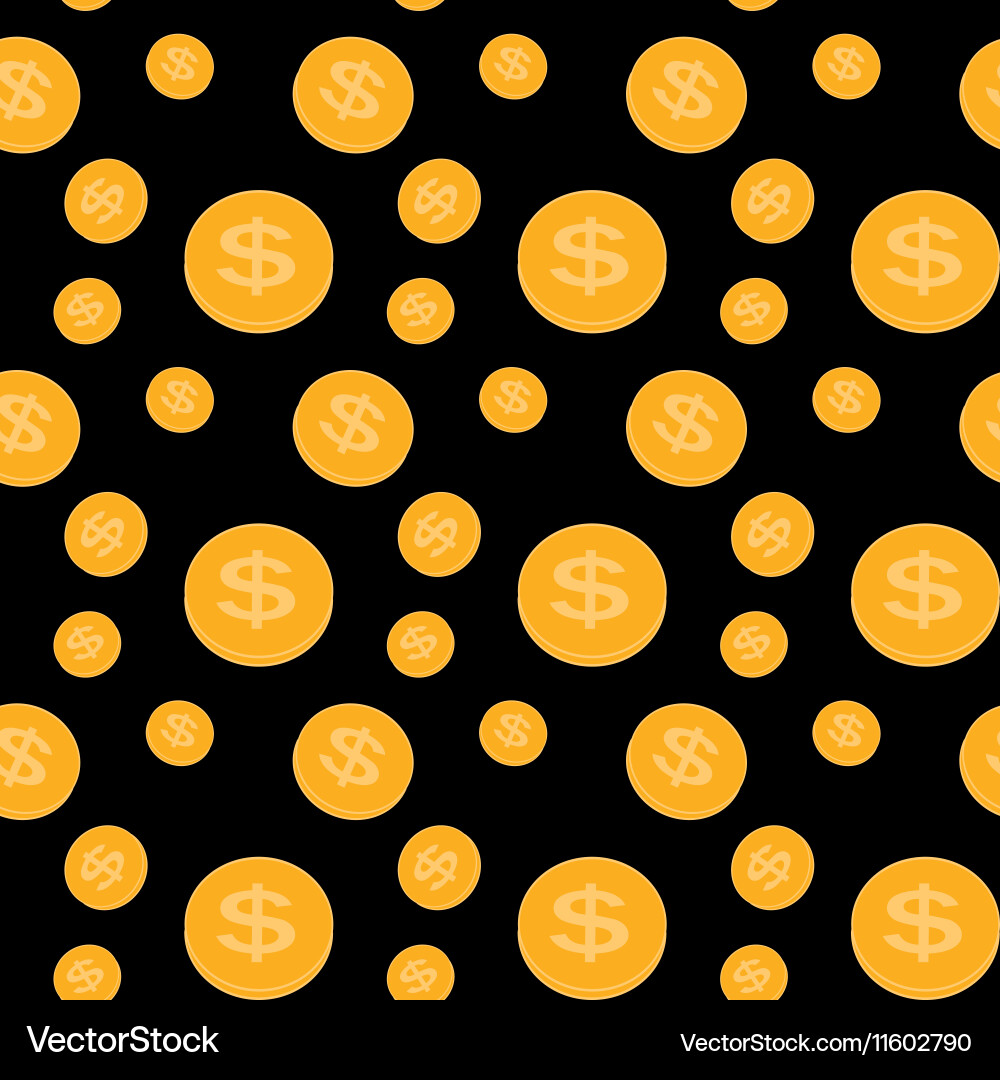 Seamless pattern of the coins Royalty Free Vector Image
