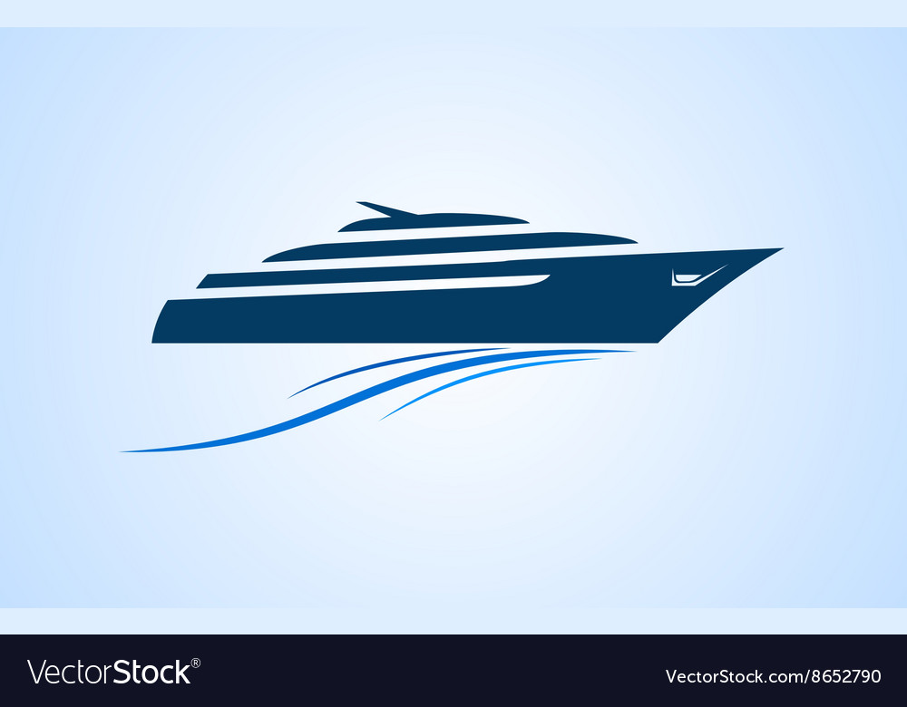 Simply and clear logo yacht at the sea Royalty Free Vector