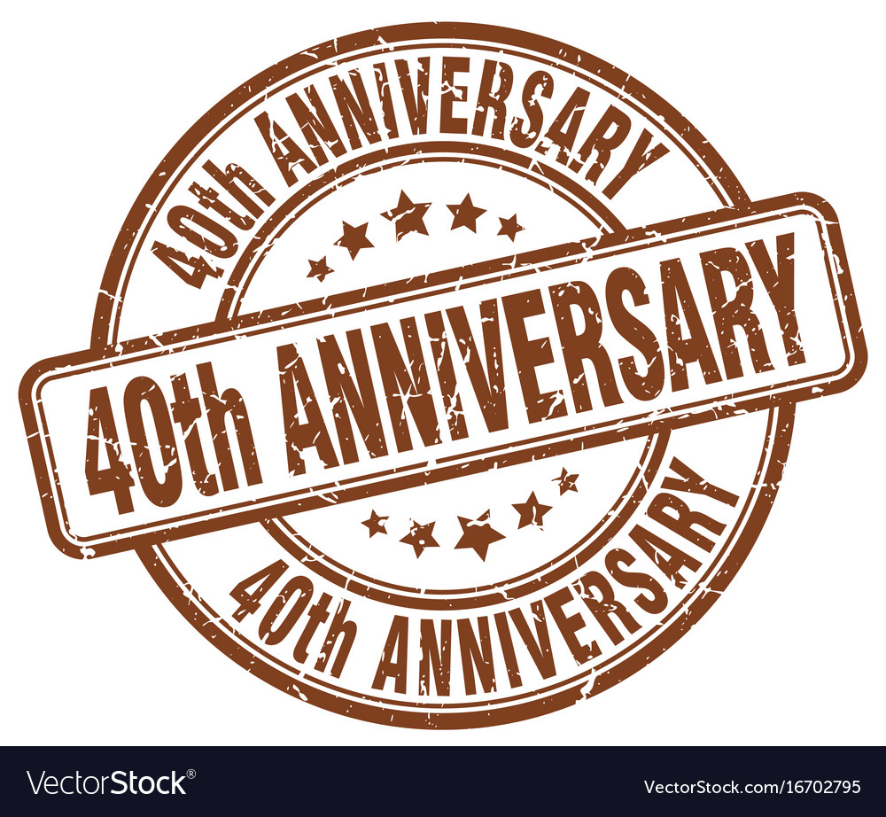 40th anniversary brown grunge stamp Royalty Free Vector