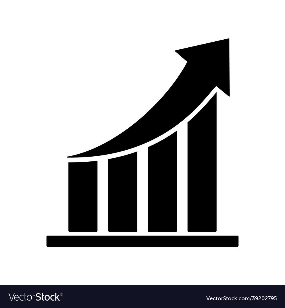 Chart or diagram icon growing graph icon up arrow Vector Image