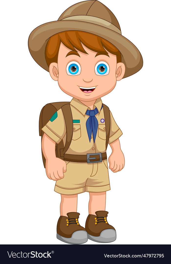 Cute boy scout cartoon Royalty Free Vector Image