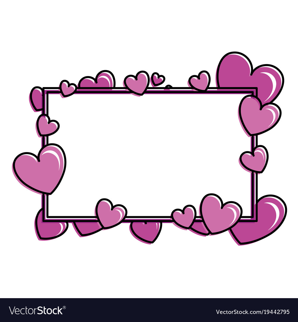 Hearts love with frame pattern background Vector Image