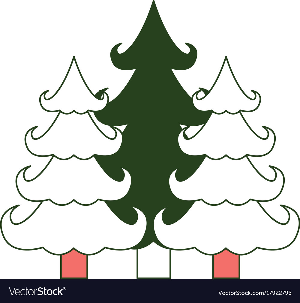 Pine Trees Landscape Set On Color Section Vector Image