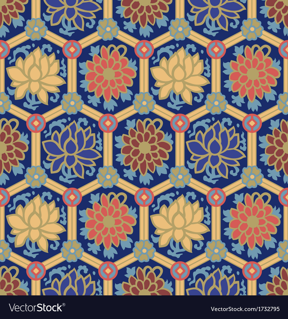 Seamless chinese style floral pattern Royalty Free Vector