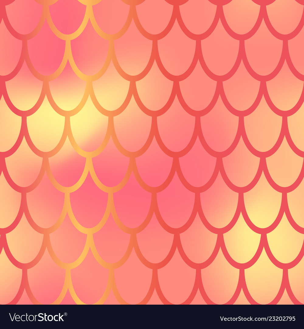 Yellow red mermaid scale seamless pattern Vector Image