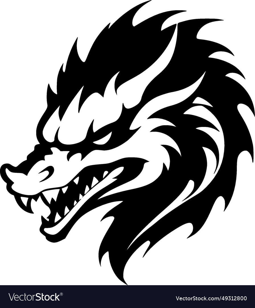 Dragon - black and white Royalty Free Vector Image