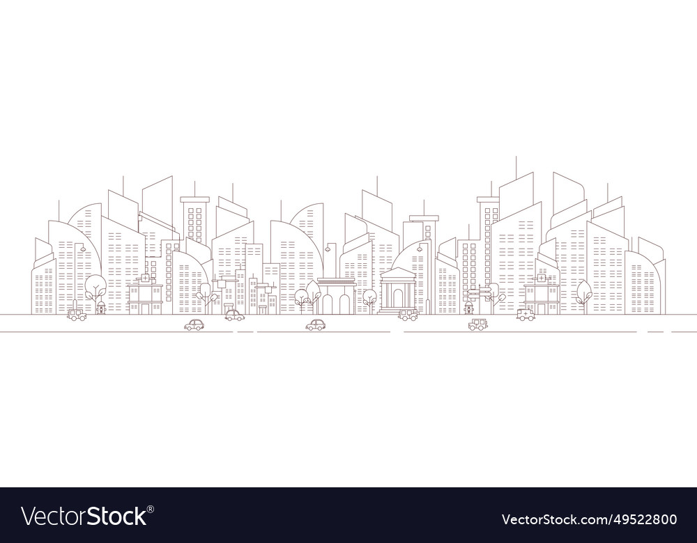 Futuristic outline urban landmark silhouette Vector Image