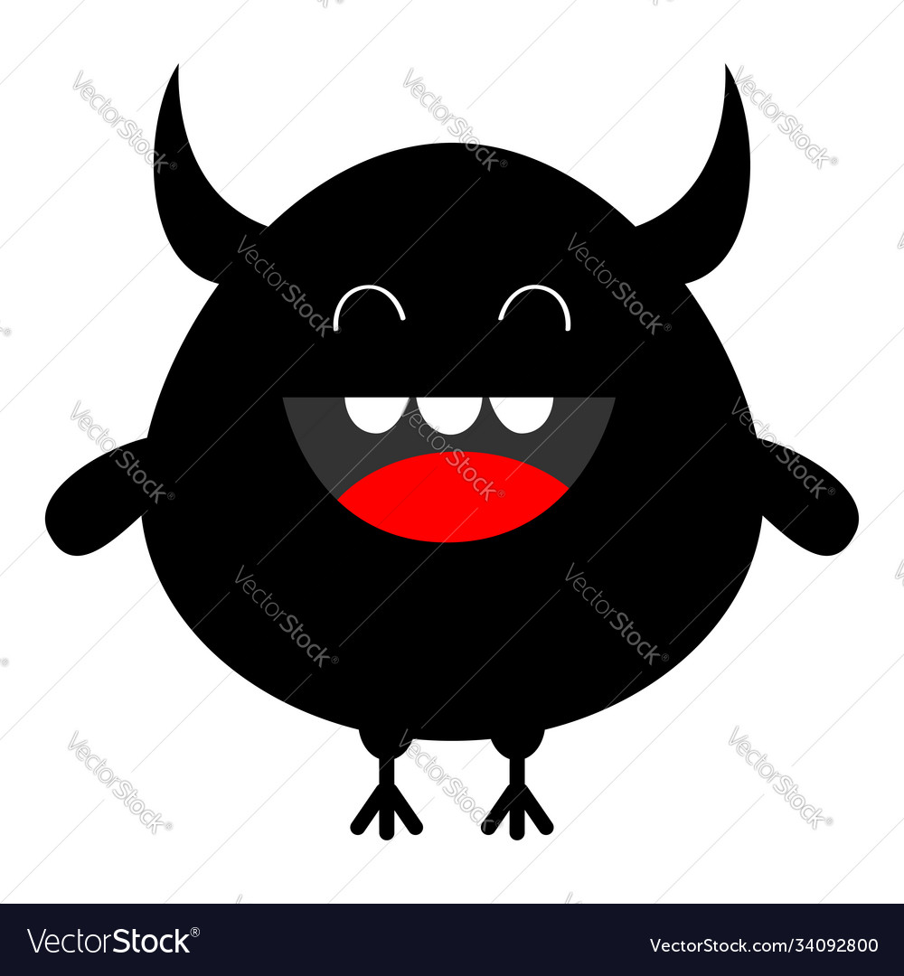 Monster black silhouette happy halloween cute Vector Image