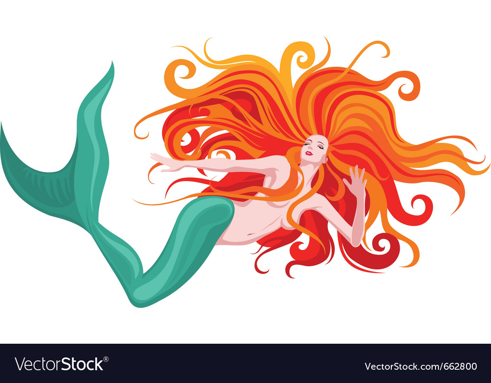 Red-haired mermaid Royalty Free Vector Image - VectorStock