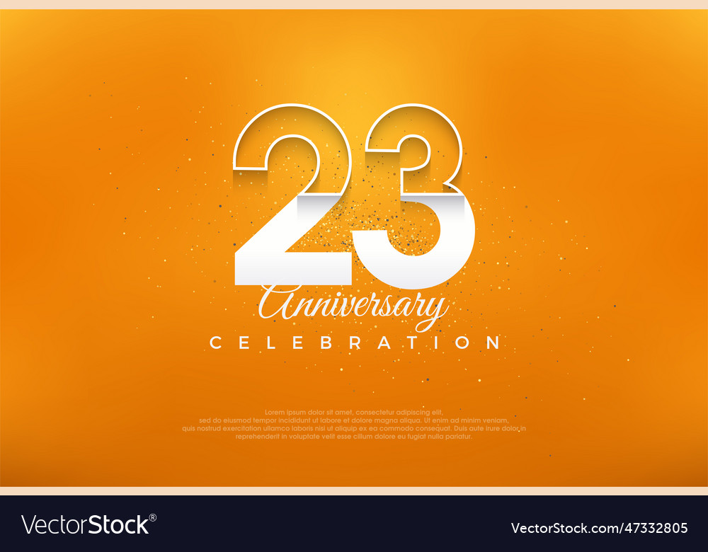 23rd anniversary number with modern thin white Vector Image