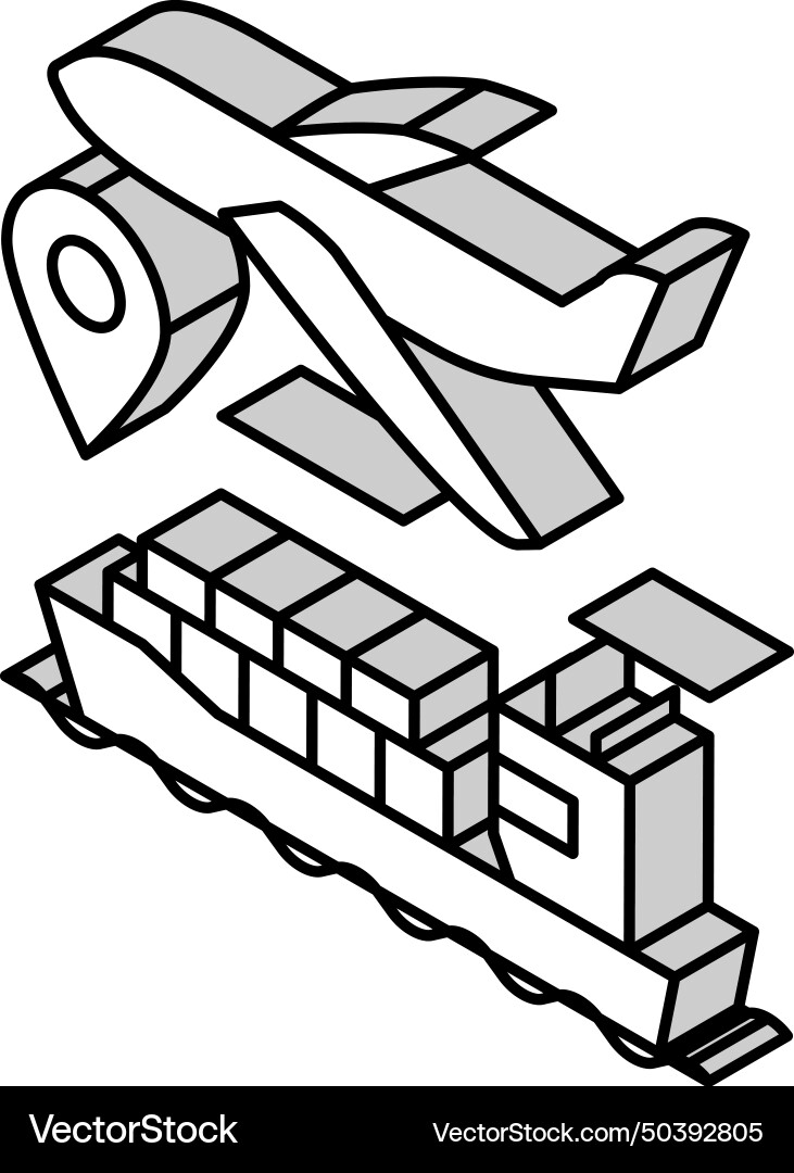 Airplane and ship delivering isometric icon Vector Image