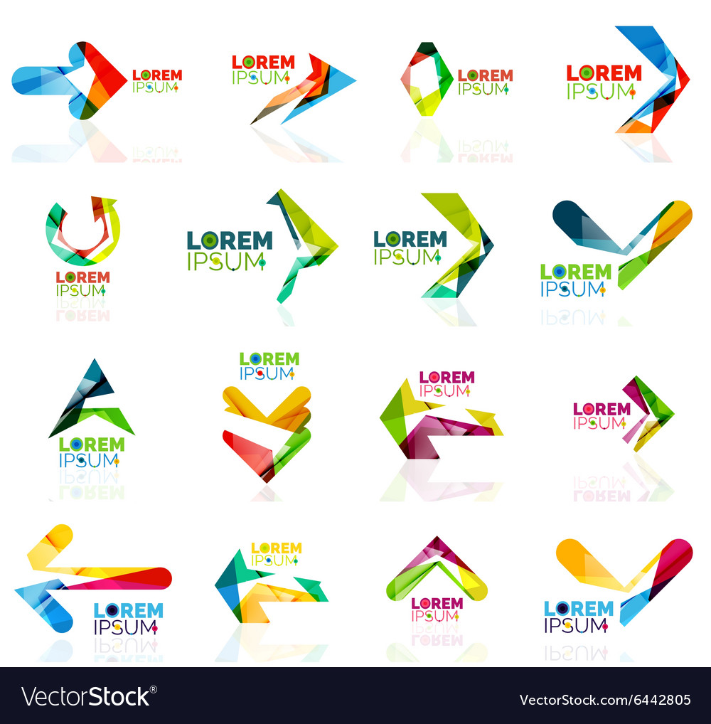 Geometric shapes arrow company logo set paper