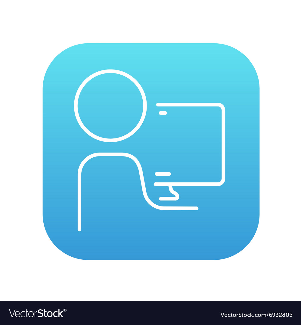 Man working at his computer line icon Royalty Free Vector