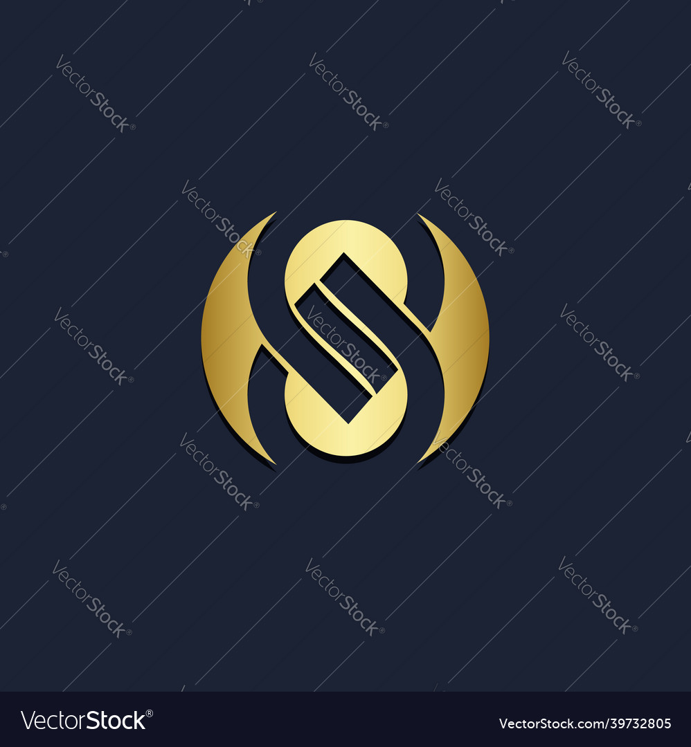 Round abstract s monogram circle gold logo Vector Image