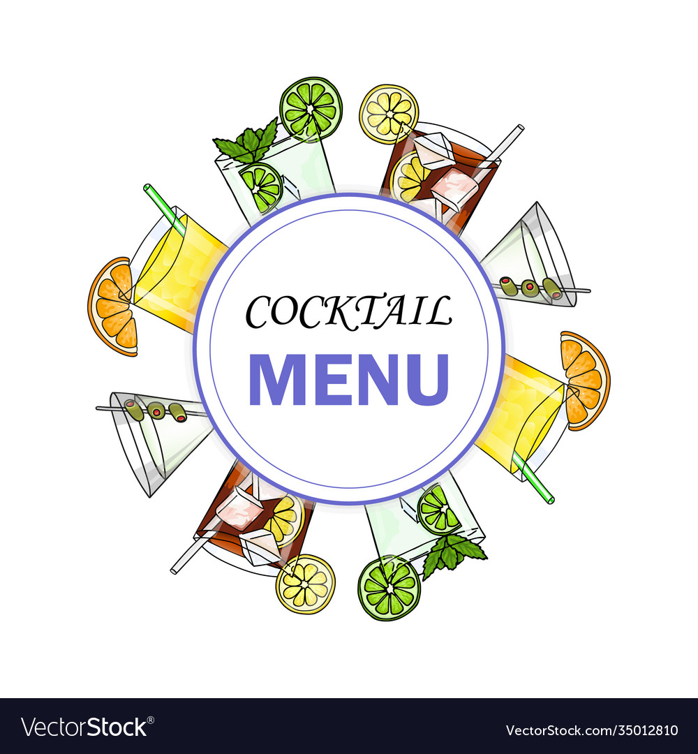 Alcohol cocktail menu design hand